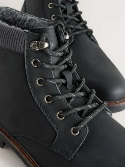 Next Borg Lined Cord Trim Boots Black Hot