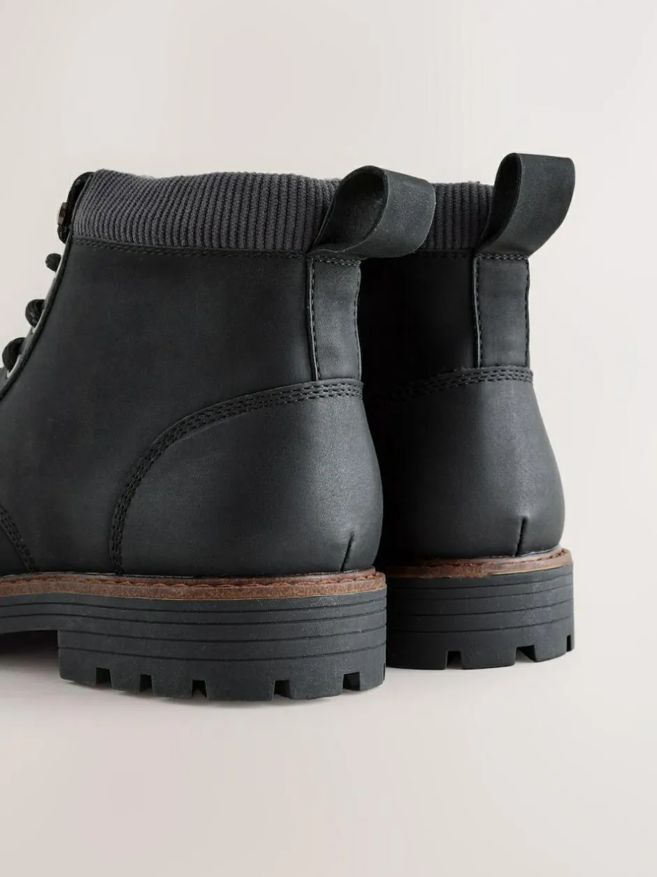 Next Borg Lined Cord Trim Boots Black Hot