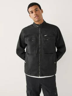Next Borg Lined Zip Through Funnel Jacket Black Discount