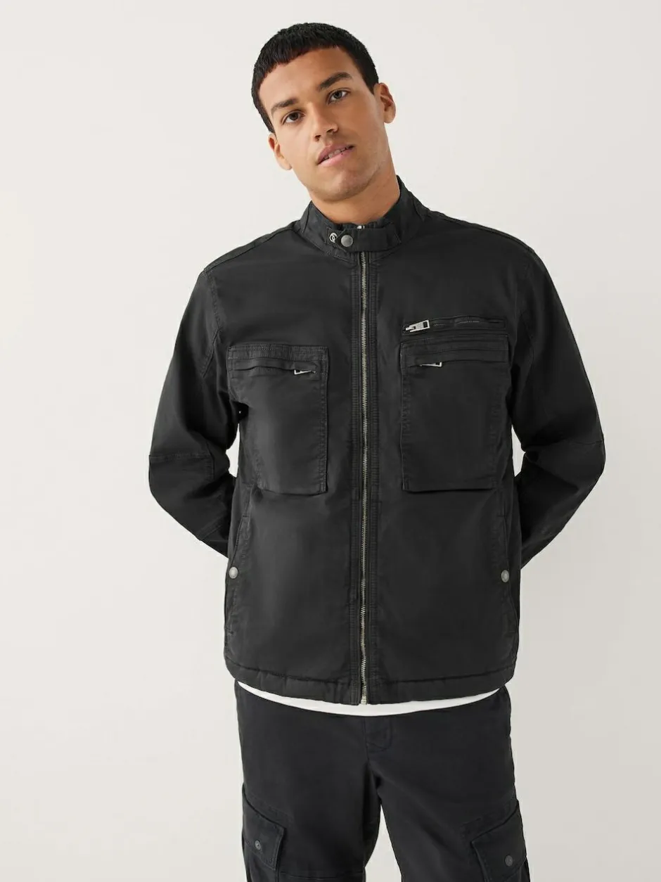 Next Borg Lined Zip Through Funnel Jacket Black Discount
