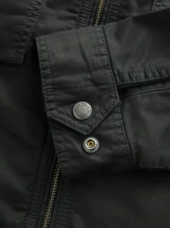 Next Borg Lined Zip Through Funnel Jacket Black Discount
