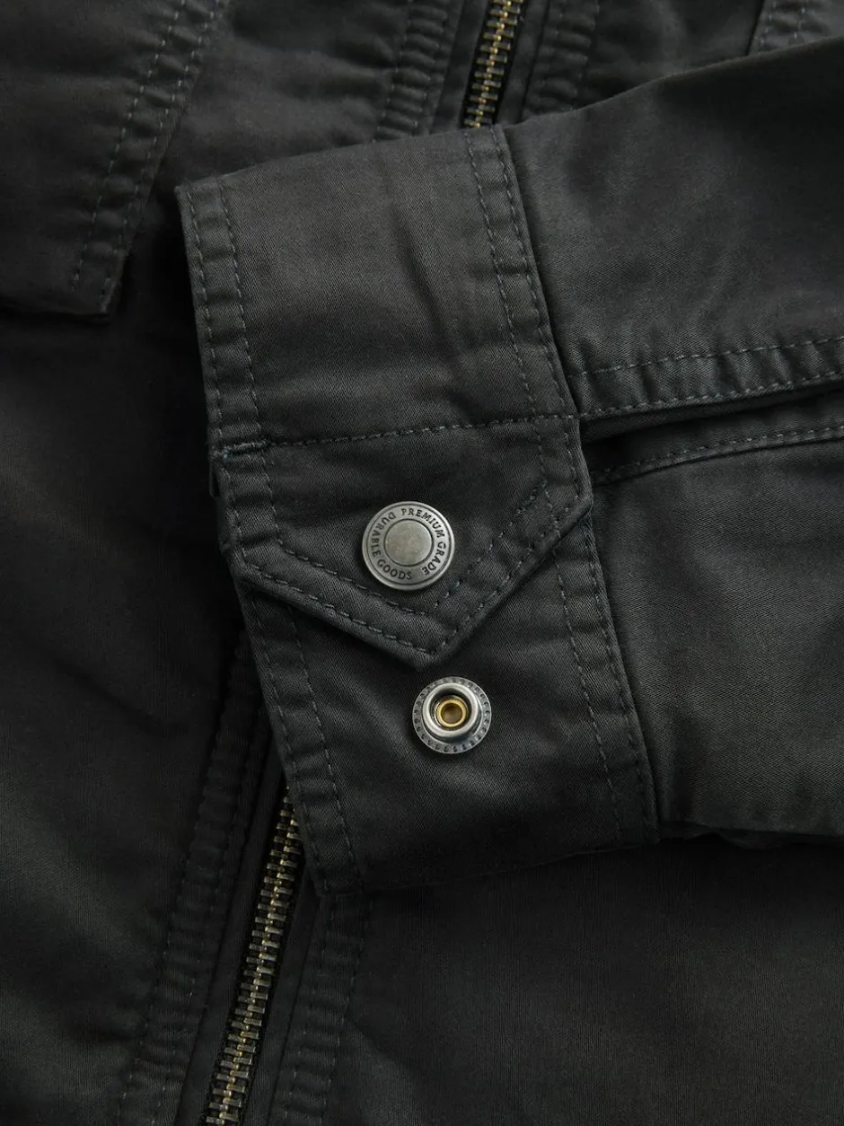 Next Borg Lined Zip Through Funnel Jacket Black Discount