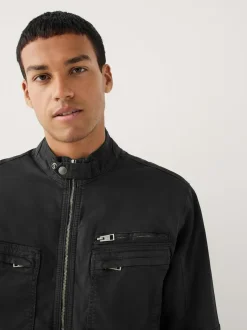 Next Borg Lined Zip Through Funnel Jacket Black Discount