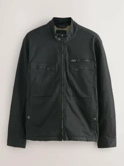 Next Borg Lined Zip Through Funnel Jacket Black Discount