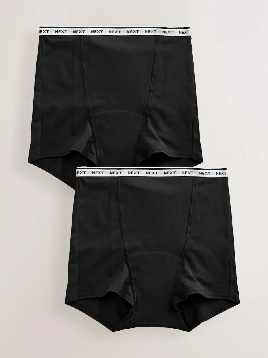 Next Boyshort Heavy Flow Period Knickers 2 Pack Black Hot