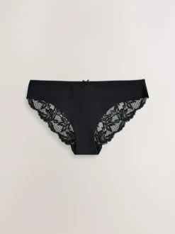Next Brazilian Lace Back NVPL Knickers 7 Pack Black Online