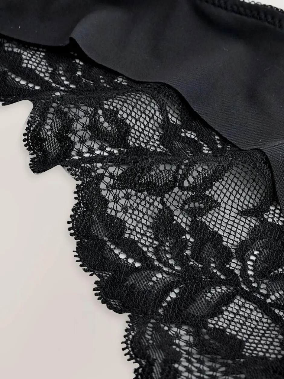 Next Brazilian Lace Back NVPL Knickers 7 Pack Black Online