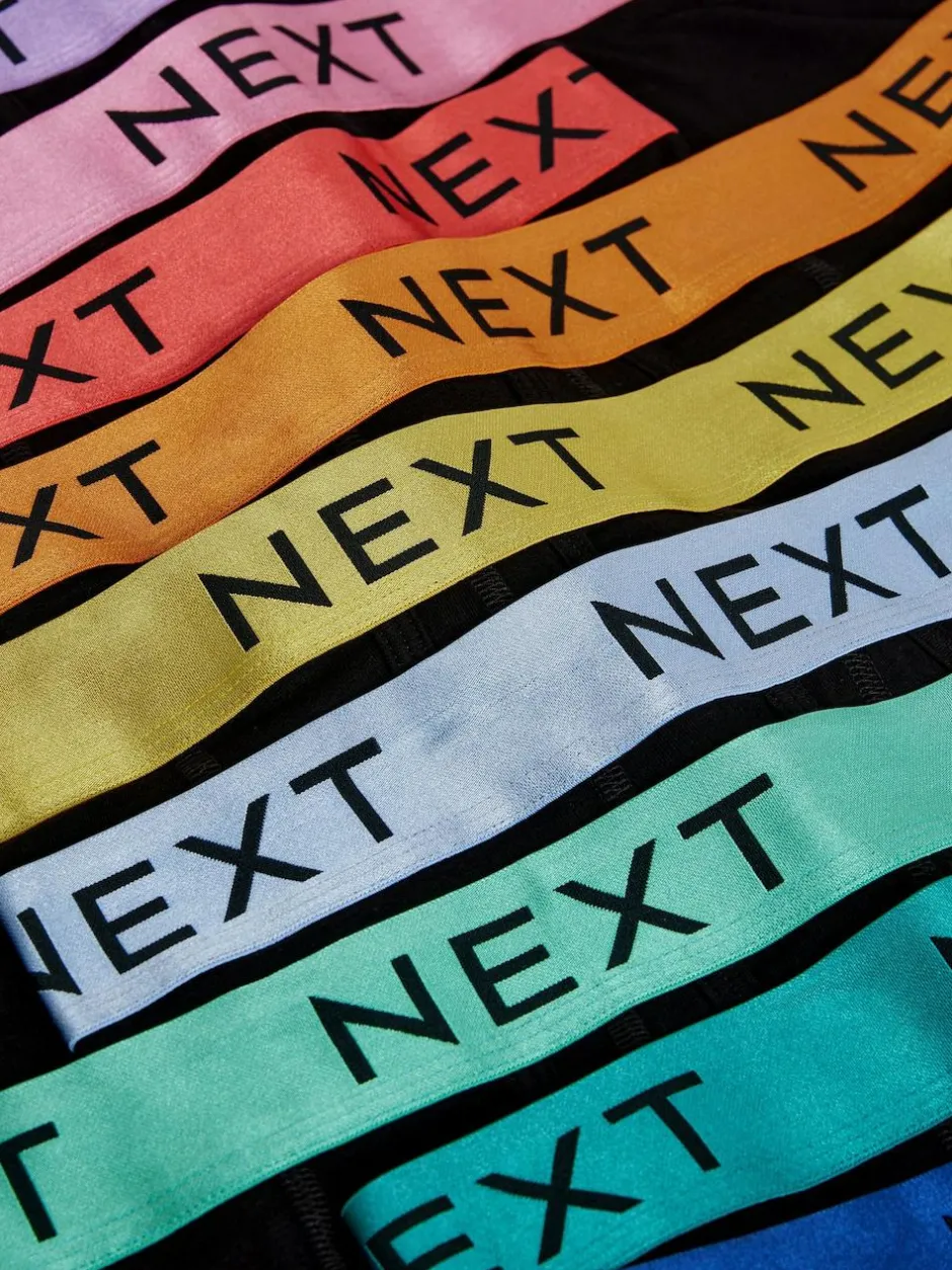 Next Black Bright Colour Shiny Waistbands A-Front Boxers 10 Pack Online