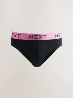 Next 10 pack Cotton Rich Briefs Black Bright Waistband Discount