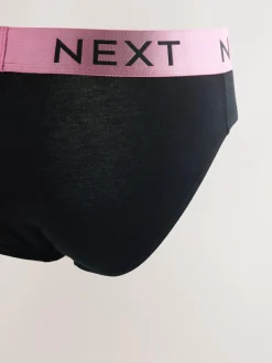 Next 10 pack Cotton Rich Briefs Black Bright Waistband Discount