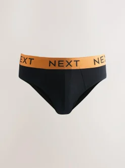 Next 10 pack Cotton Rich Briefs Black Bright Waistband Discount