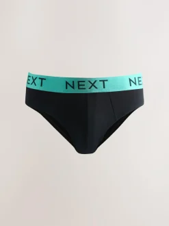 Next 10 pack Cotton Rich Briefs Black Bright Waistband Discount