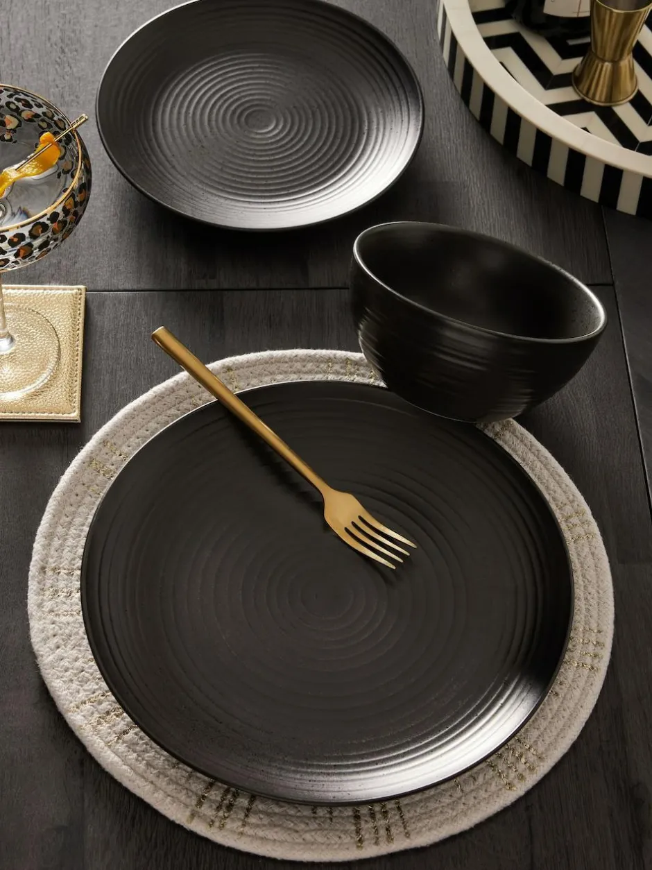 Next Bronx 12 Piece Dinner Set Black Discount