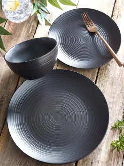 Next Bronx 12 Piece Dinner Set Black Discount