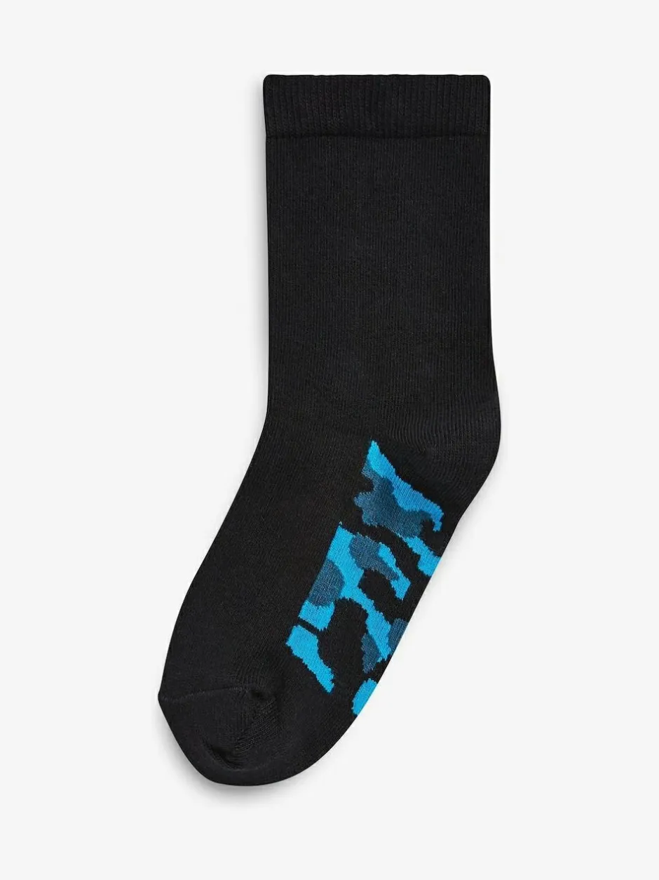 Next Black Camouflage Footbed Cotton Rich Socks 7 Pack Best