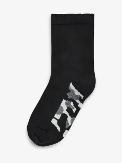 Next Black Camouflage Footbed Cotton Rich Socks 7 Pack Best