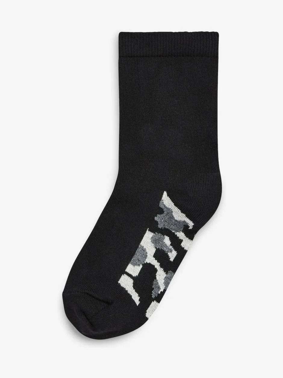 Next Black Camouflage Footbed Cotton Rich Socks 7 Pack Best