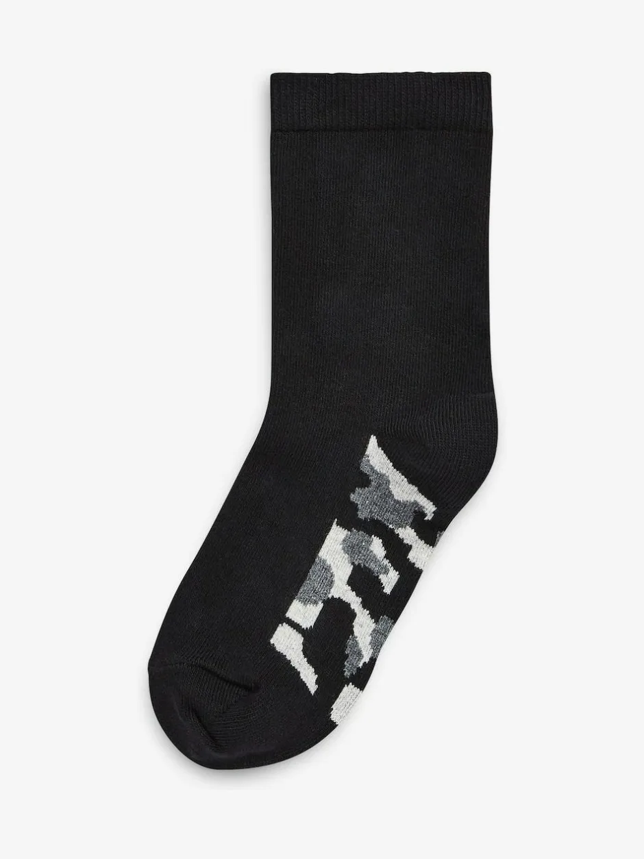Next Black Camouflage Footbed Cotton Rich Socks 7 Pack Best
