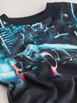 Next Black Car Regular Fit Short Sleeve All-Over Print T-Shirt (3-16yrs) Outlet