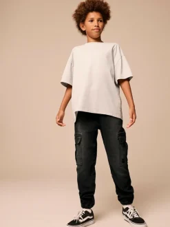 Next Cargo Jeans With Elasticated Waist (3-16yrs) Black Clearance