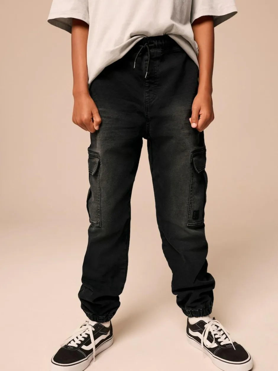 Next Cargo Jeans With Elasticated Waist (3-16yrs) Black Clearance