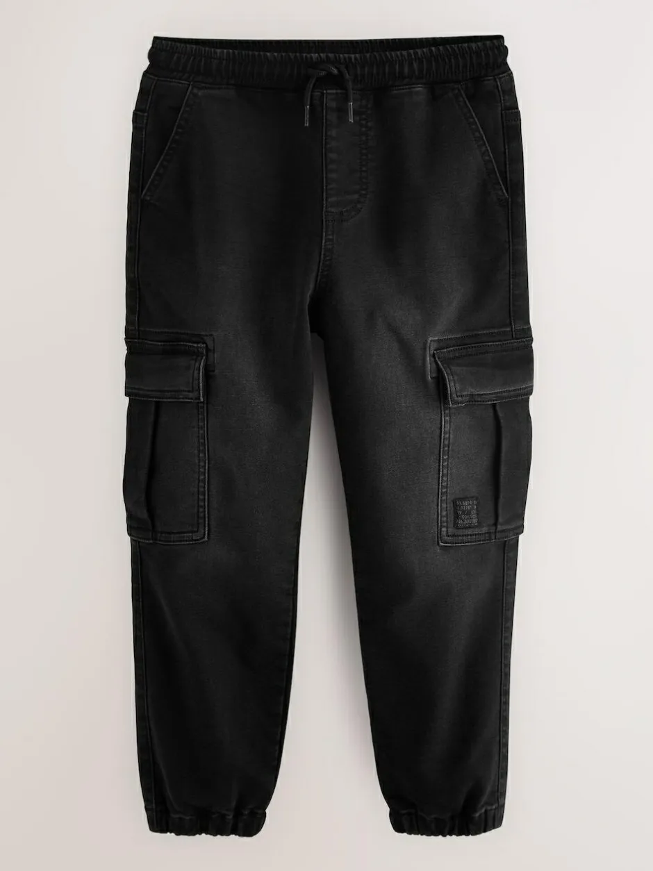 Next Cargo Jeans With Elasticated Waist (3-16yrs) Black Clearance