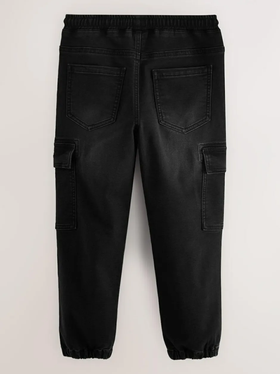 Next Cargo Jeans With Elasticated Waist (3-16yrs) Black Clearance