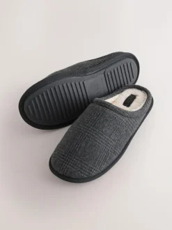 Next Check Mule Slippers Black Outlet