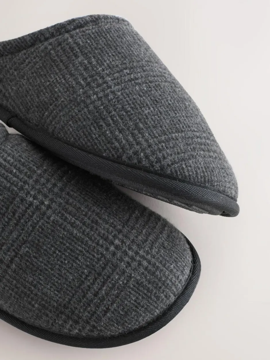 Next Check Mule Slippers Black Outlet