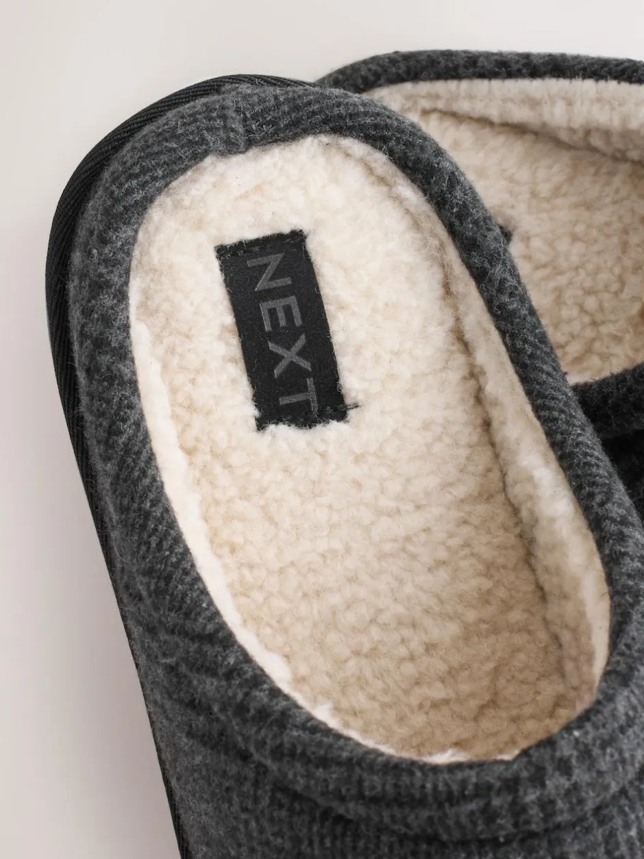 Next Check Mule Slippers Black Outlet