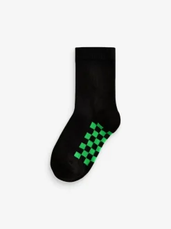 Next Black Checkerboard Cotton Rich Socks 7 Pack Clearance