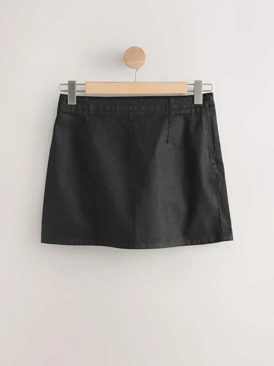 Next Black Coated Denim Mini Skirt Outlet