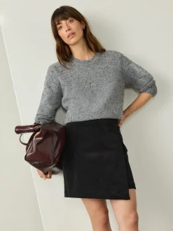 Next Corduroy Mini Wrap Skirt Black Outlet