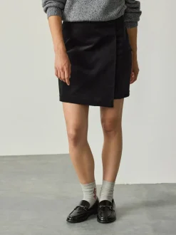 Next Corduroy Mini Wrap Skirt Black Outlet