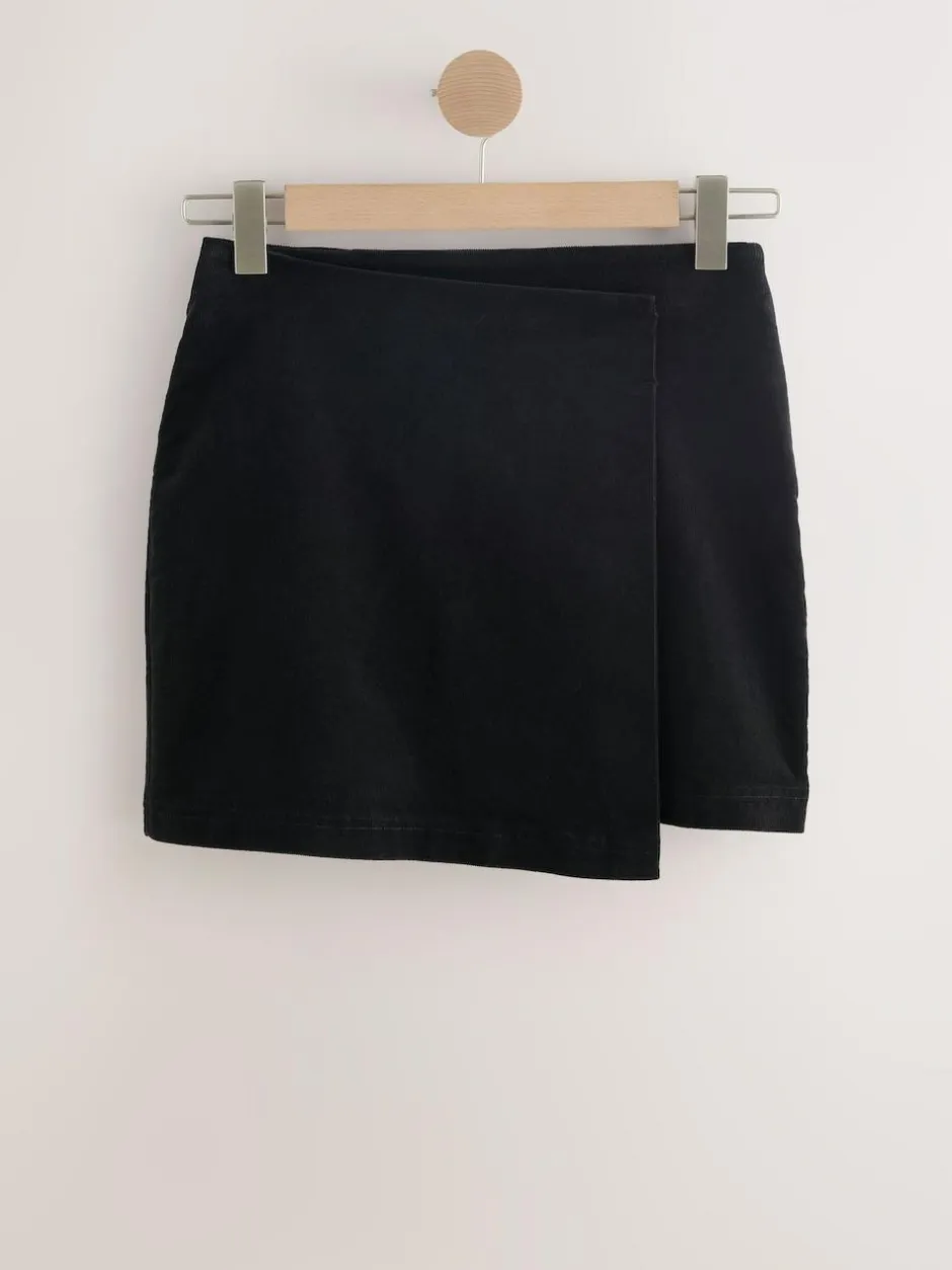 Next Corduroy Mini Wrap Skirt Black Outlet