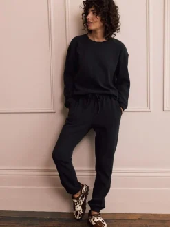Next Black Cosy Waffle Long Sleeve Pyjamas Outlet