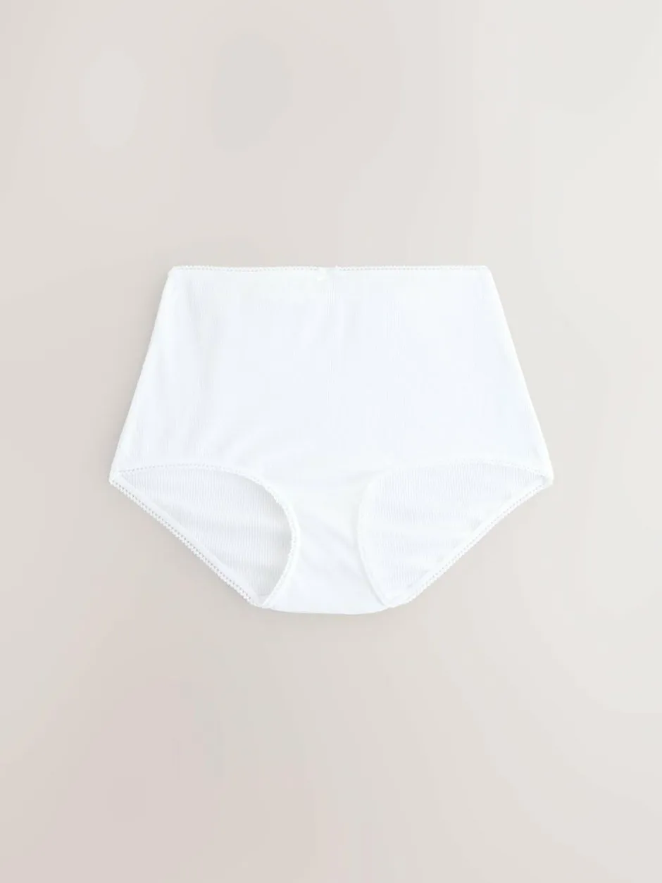 Next Black Cotton Rib Knickers 7 Pack Outlet