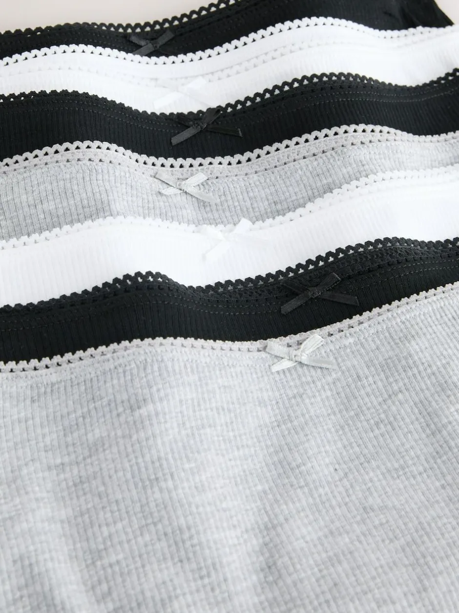 Next Black Cotton Rib Knickers 7 Pack Outlet
