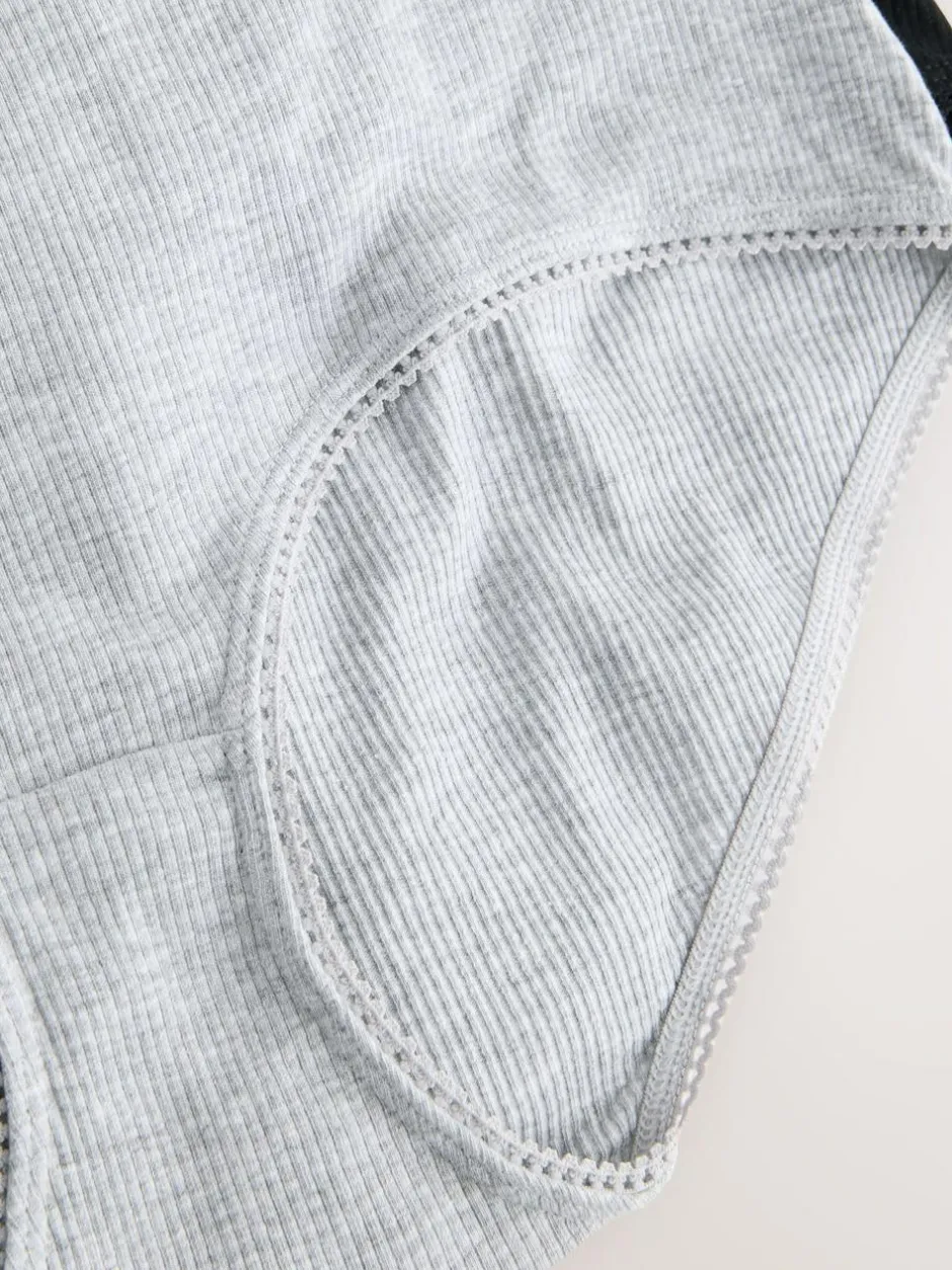 Next Black Cotton Rib Knickers 7 Pack Outlet