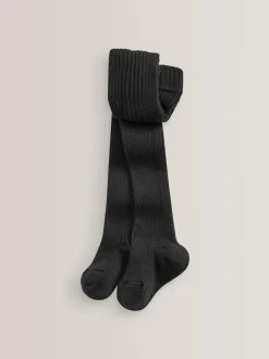 Next Black Cotton Rich Rib Tights Online