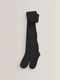 Next Black Cotton Rich Rib Tights Online