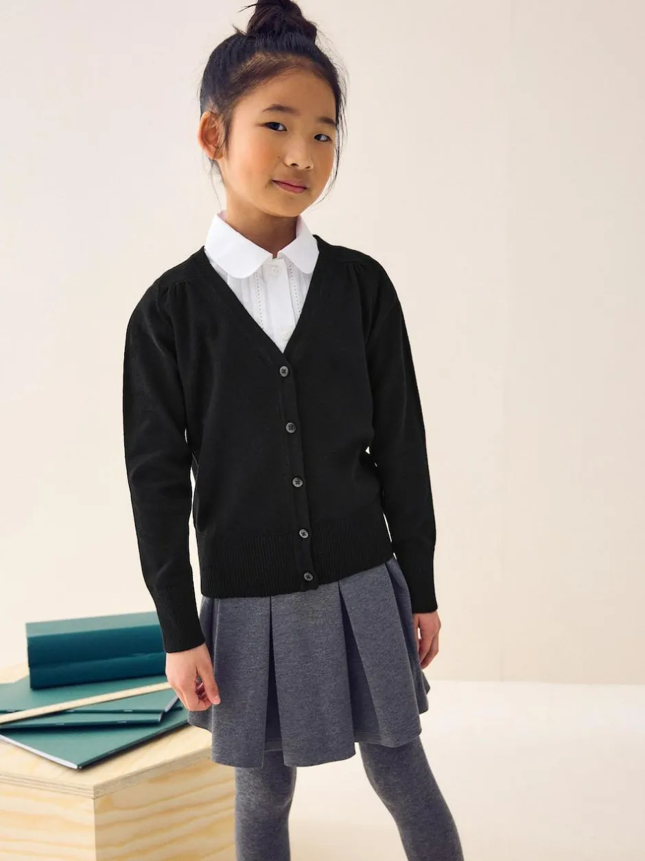 Next Black Cotton Rich School V-Neck Cardigan (3-16yrs) Sale