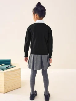 Next Black Cotton Rich School V-Neck Cardigan (3-16yrs) Sale