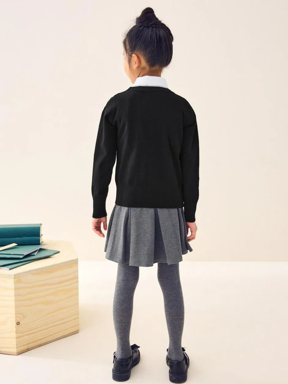 Next Black Cotton Rich School V-Neck Cardigan (3-16yrs) Sale