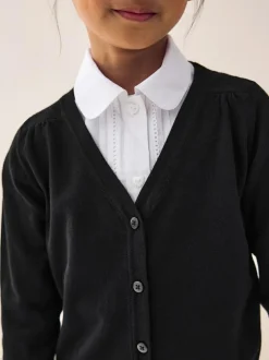 Next Black Cotton Rich School V-Neck Cardigan (3-16yrs) Sale