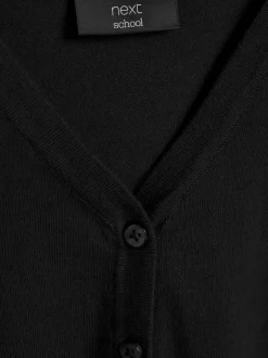 Next Black Cotton Rich School V-Neck Cardigan (3-16yrs) Sale