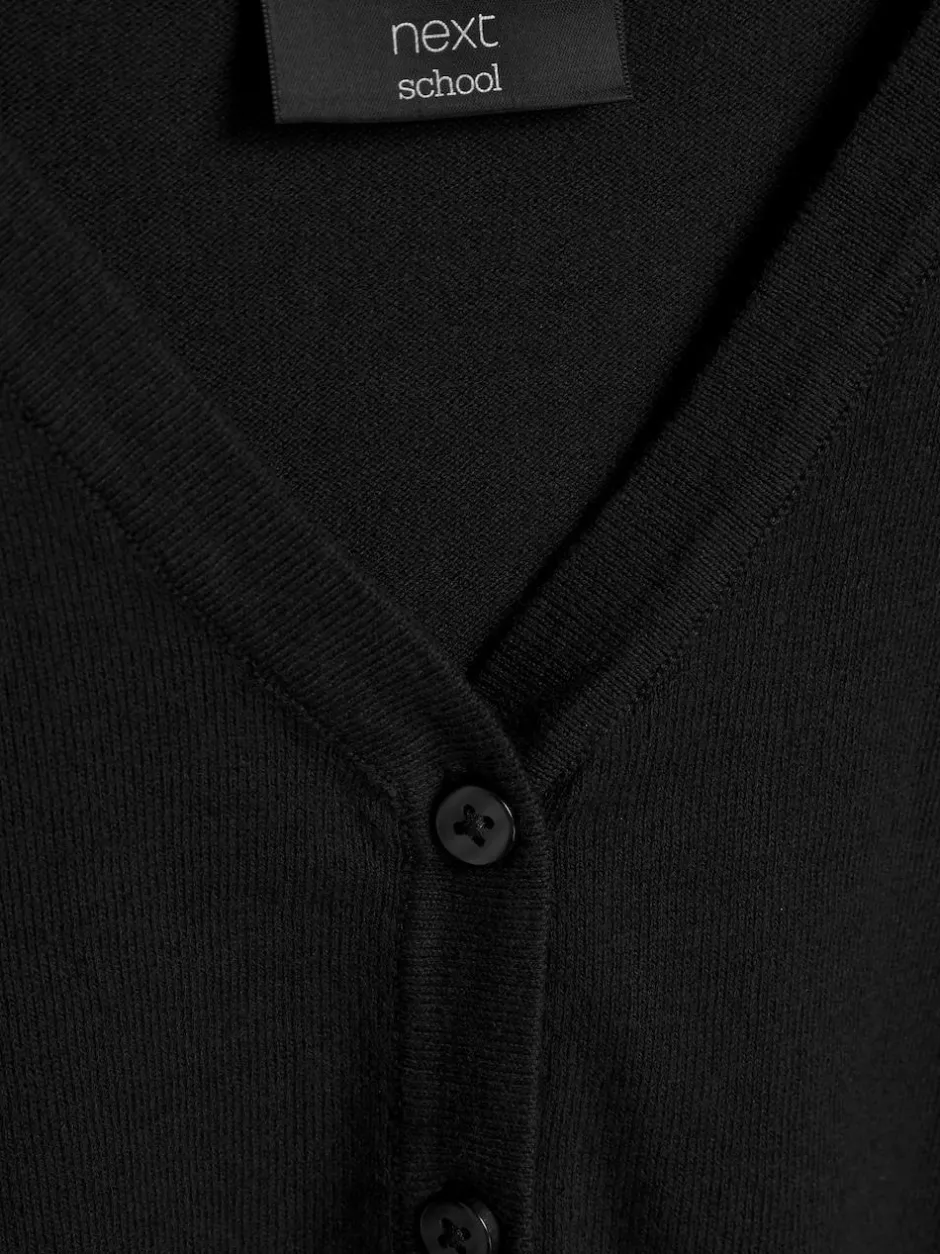Next Black Cotton Rich School V-Neck Cardigan (3-16yrs) Sale