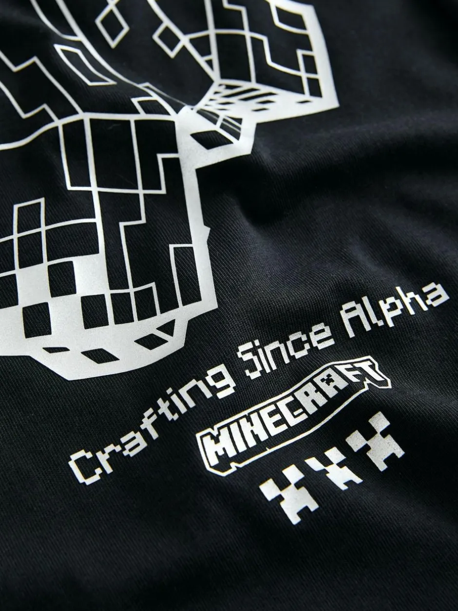 Next Minecraft Long Sleeve T-Shirt (3-16yrs) Black Creeper Discount
