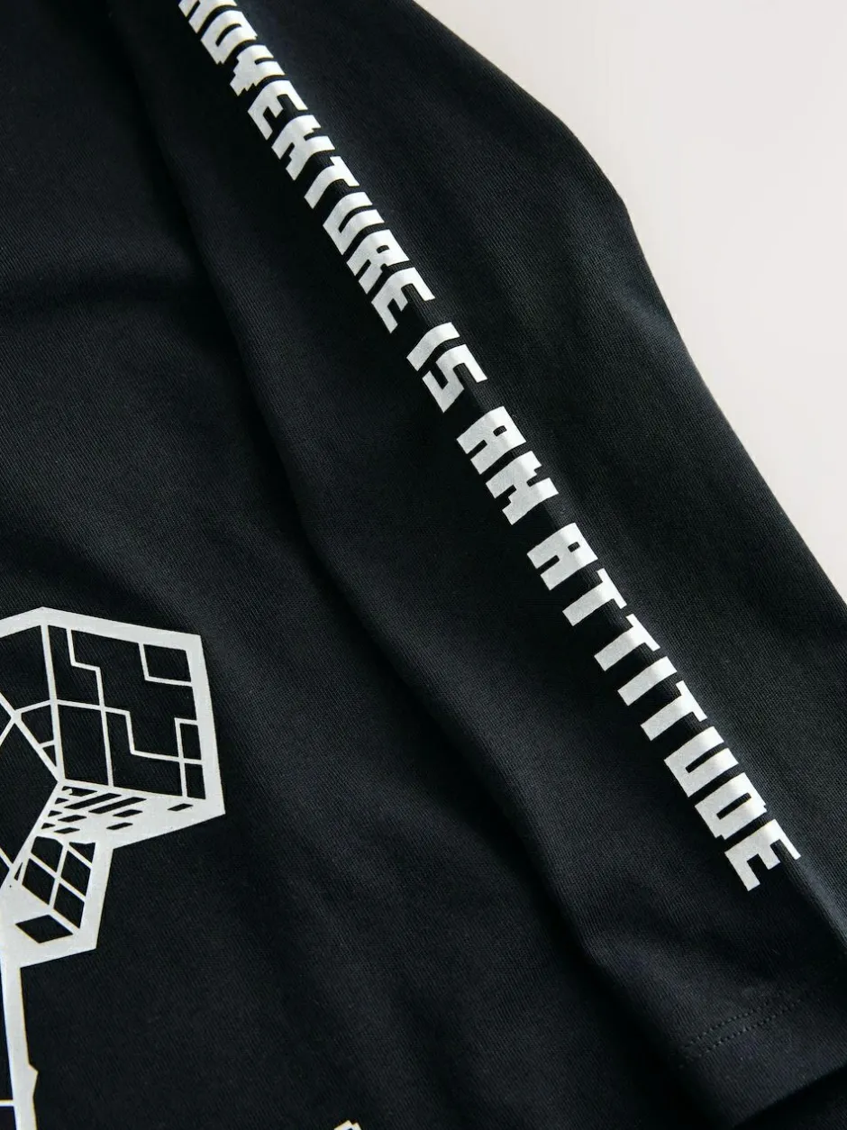 Next Minecraft Long Sleeve T-Shirt (3-16yrs) Black Creeper Discount