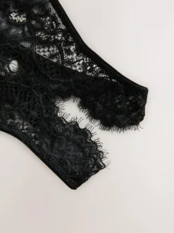 Next Crotchless Thong Lace Knickers Black Hot